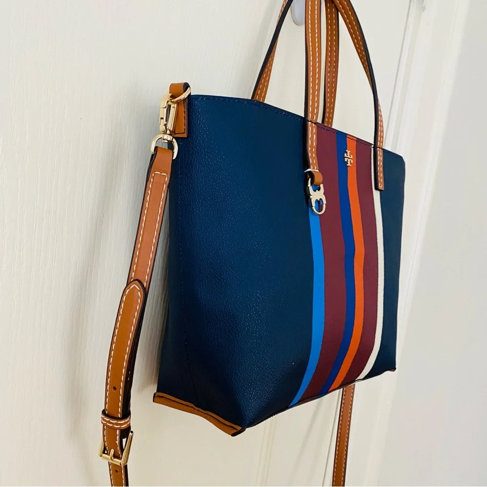 Tory Burch Kerrington Colorful Stripe Leather Tote/Crossbody Bag (medium size) - Picture 3 of 13